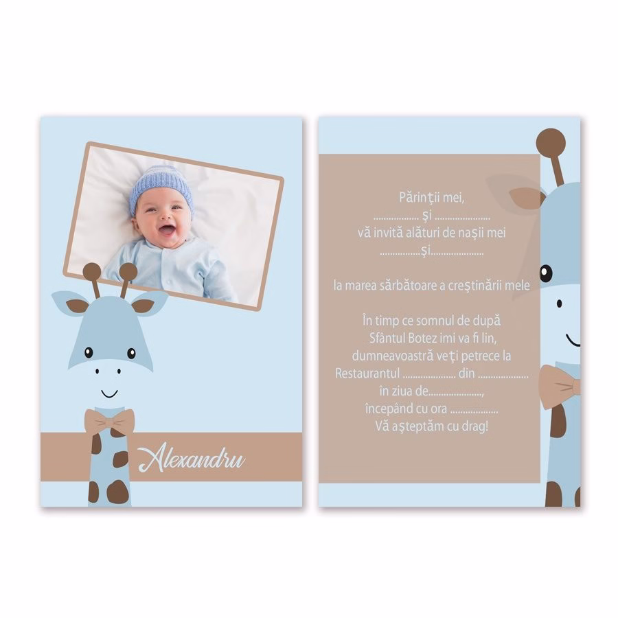 Invitatie botez blue girafe 1 Invitatie botez blue girafe