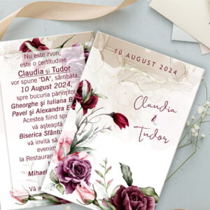 Invitatie nunta - Burgundy Roses - 10x15 cm