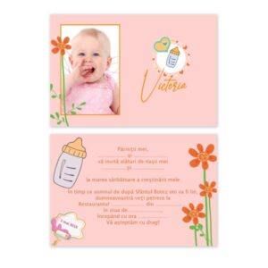 Invitatie botez baby watercolor