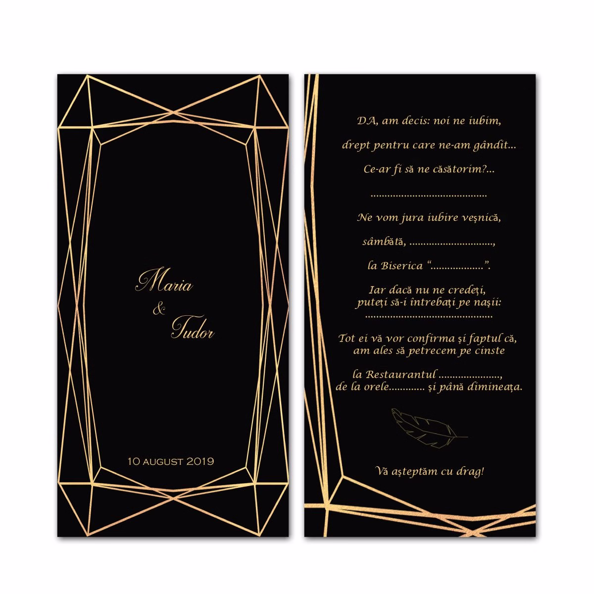 Invitatie nunta gold lines 1 Invitatie nunta gold lines