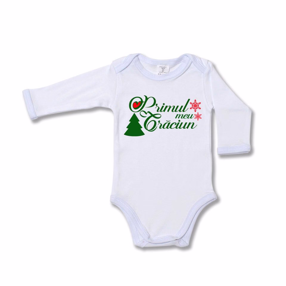Body Primul Craciun in 3 - bebe 1 Body Primul Craciun in 3 - bebe